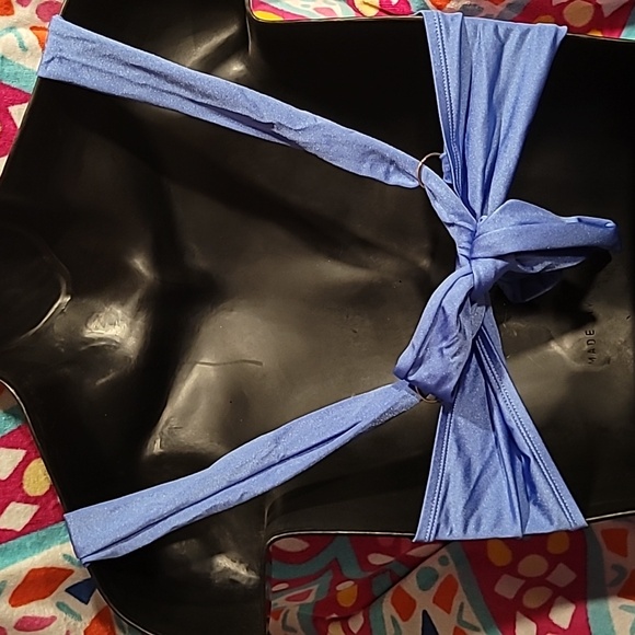 Chic Blue Bikini with Purple Floral Accents - Picture 5 of 6